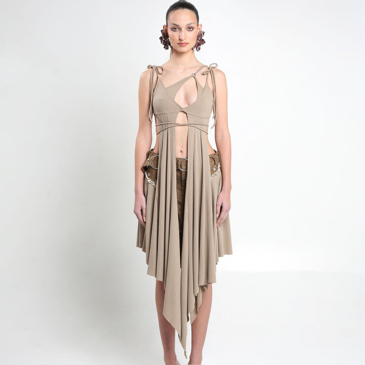 Tan Long Bra Top with Detatchable Bolero Sleeve - The Forumist