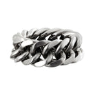 Silver chain-style ring on a white background