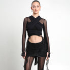 Black Tie up Mesh & Jersey Top - The Forumist