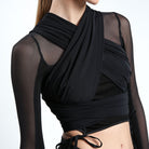 Black Tie up Mesh & Jersey Top - The Forumist