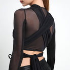 Black Tie up Mesh & Jersey Top - The Forumist