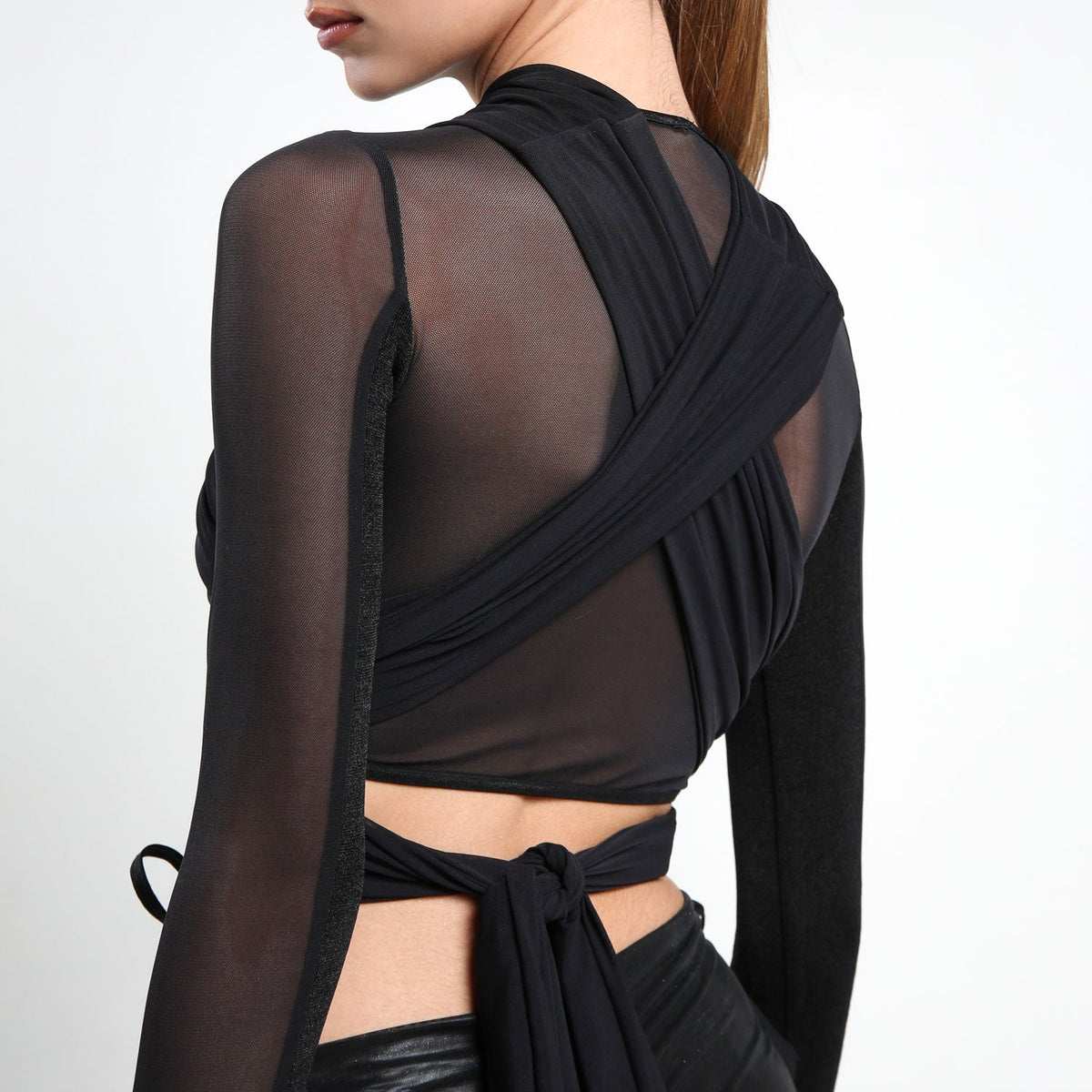 Black Tie up Mesh & Jersey Top - The Forumist