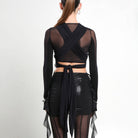 Black Tie up Mesh & Jersey Top - The Forumist