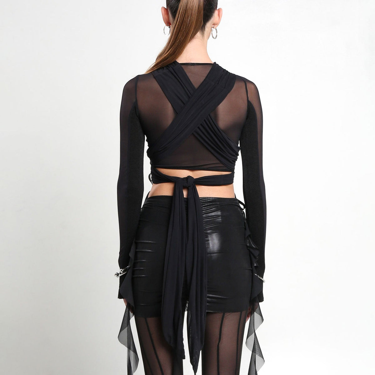 Black Tie up Mesh & Jersey Top - The Forumist