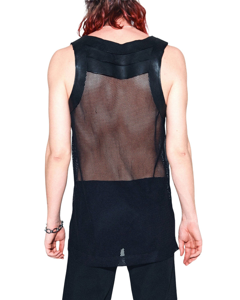 'Branchiae' Mesh Tank With Leather Applications - The Forumist