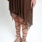 Brown tie up mesh skorts with cut outs - The Forumist