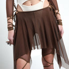 Brown tie up mesh skorts with cut outs - The Forumist