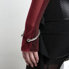Burgundy Tie up Mesh & Jersey Top - The Forumist