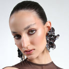 CHRISTIANA HADJIPAPA X SYMELA Black Flower piercing earrings - The Forumist