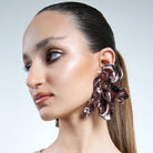 CHRISTIANA HADJIPAPA X SYMELA Brown Flower piercing earrings - The Forumist
