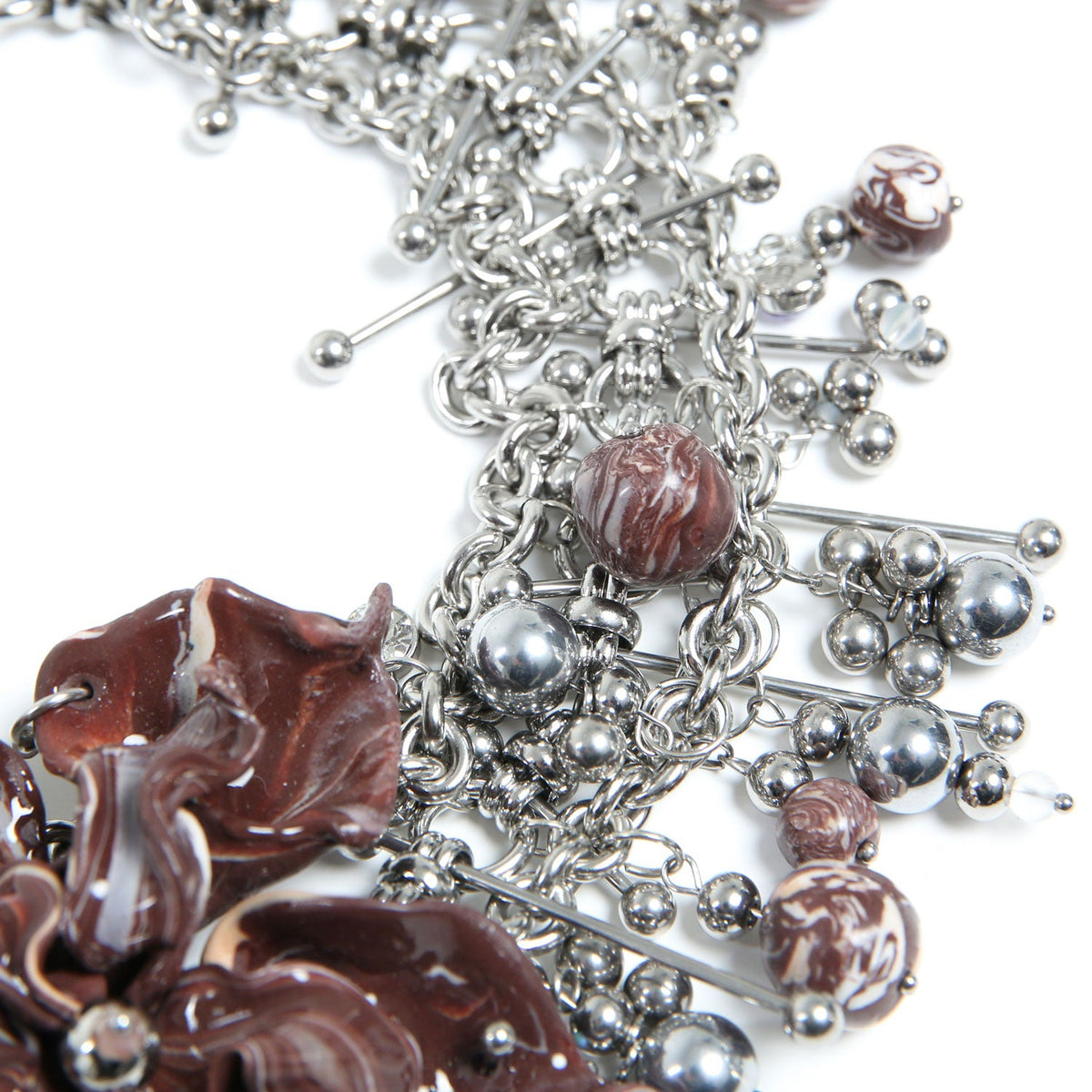 CHRISTIANA HADJIPAPA X SYMELA Brown Flower Piercing Necklace - The Forumist