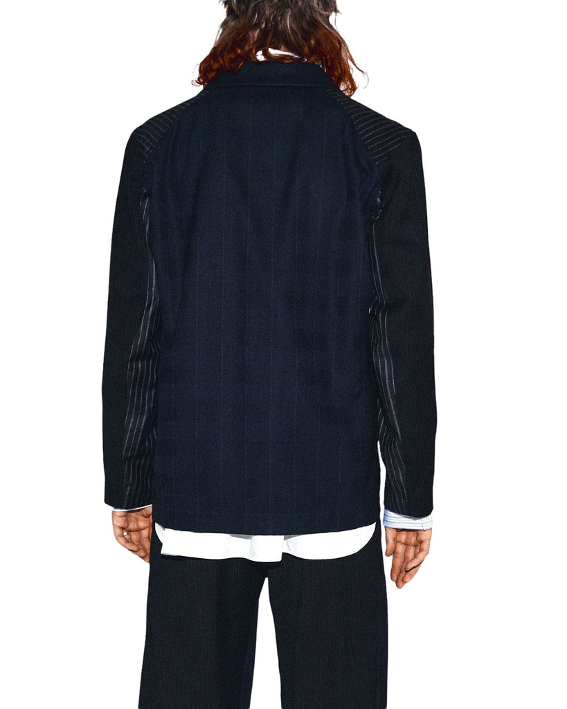 'Cutting' Paneled Striped Relaxed Wool Jacket - The Forumist