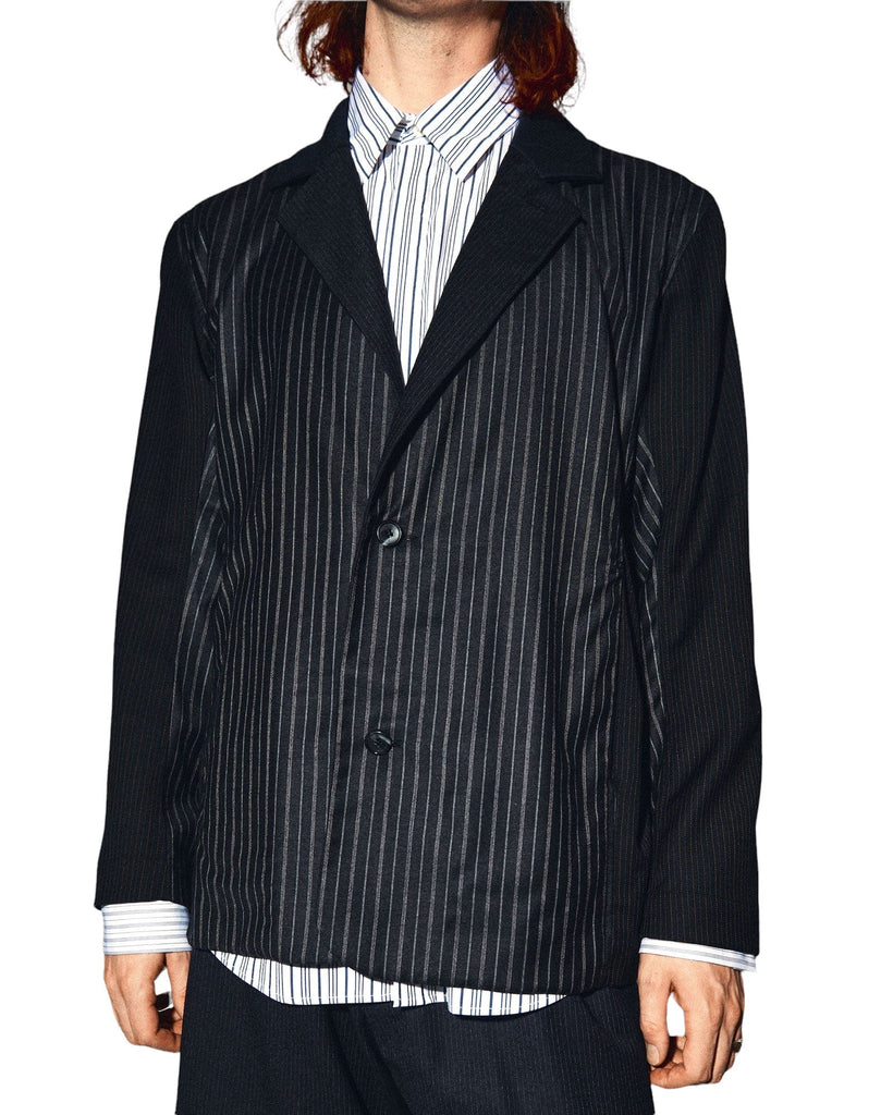 'Cutting' Paneled Striped Relaxed Wool Jacket - The Forumist