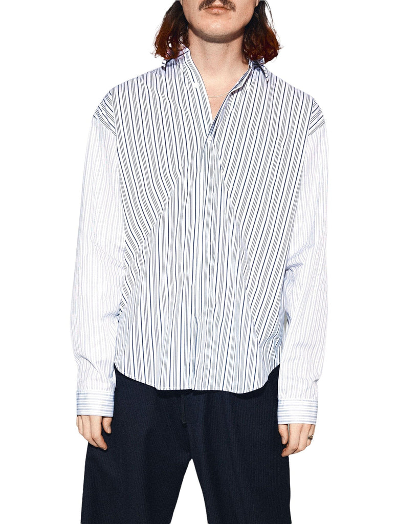 'Cutting' Panelled Striped Cotton Shirt - The Forumist