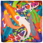 Koi II Neon - Oversized Koi Print Silk Chiffon Scarf - The Forumist