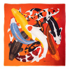 Koi II Reds - Fringed Twill Scarf With Koi Print - The Forumist