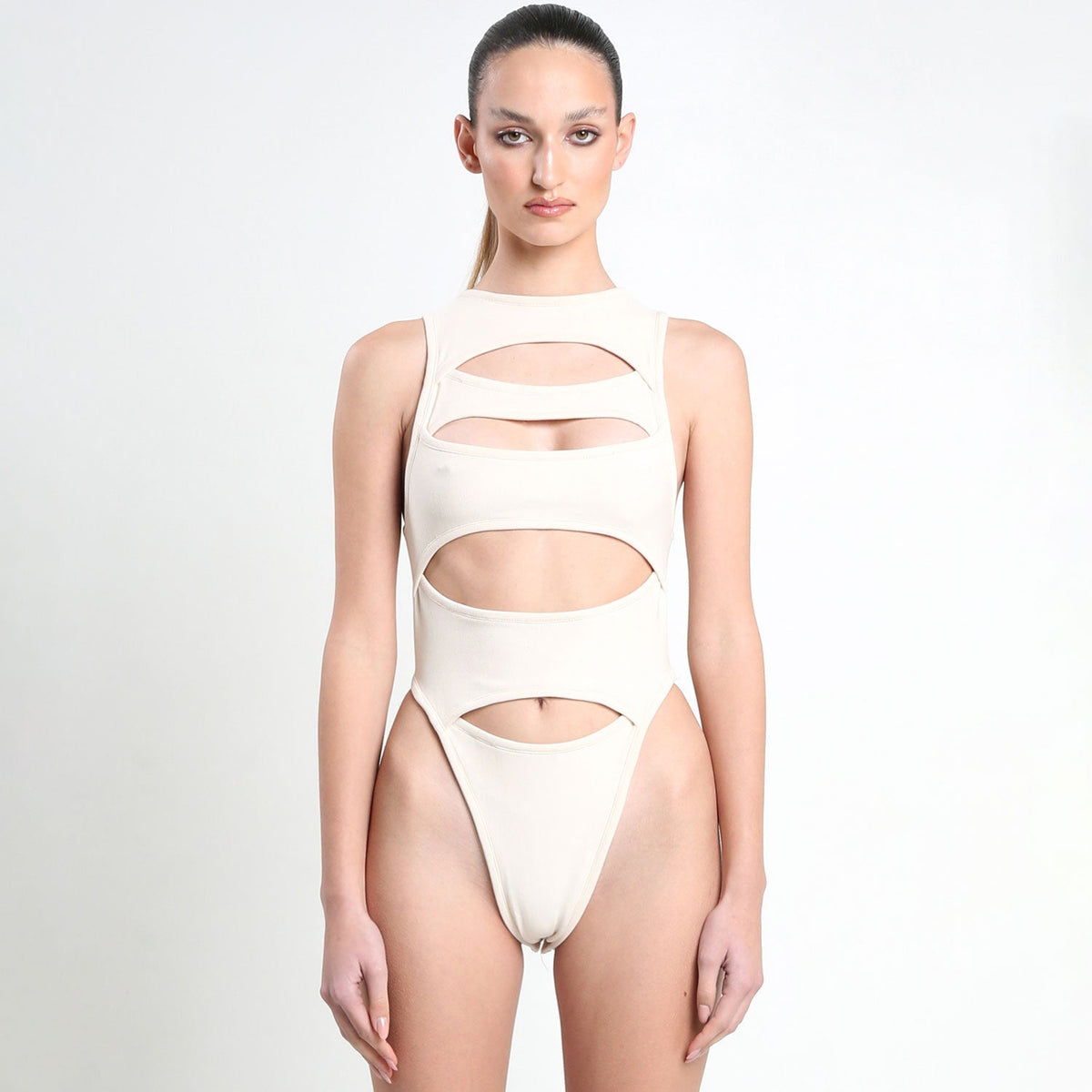 Off white cut out Jersey Bodysuit - The Forumist