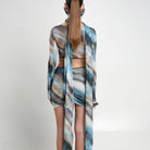Printed Wrap Scarf Mesh Mini Dress - The Forumist