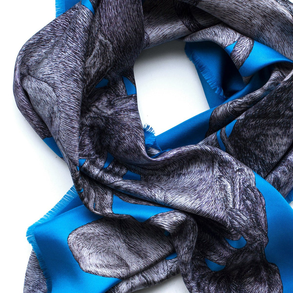 'Sleeping Dogs' Azure - Fringed Twill Scarf (Copy) - The Forumist