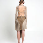 Tan Long Bra Top with Detatchable Bolero Sleeve - The Forumist